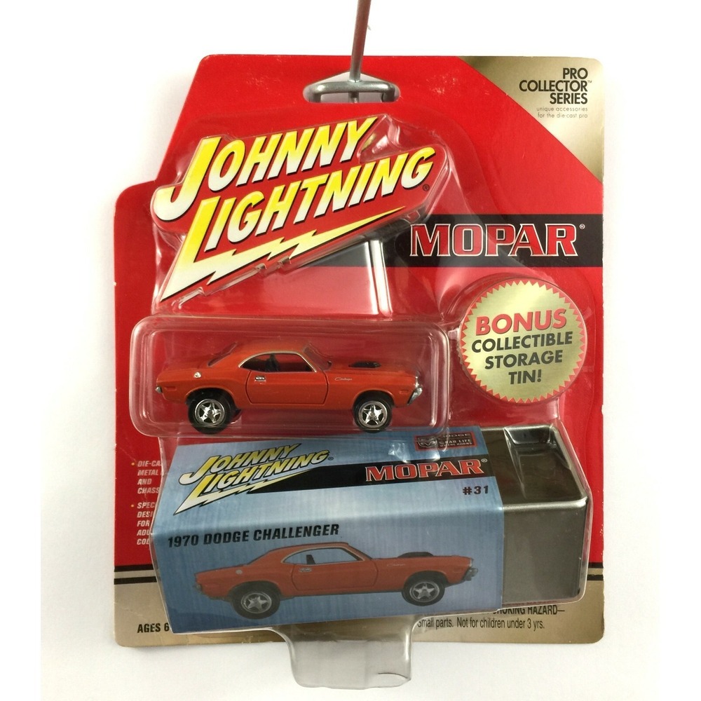 Johnny Lightning Mopar 1970 70 Dodge Challenger Car Orange +Tin Die Cast 1/64